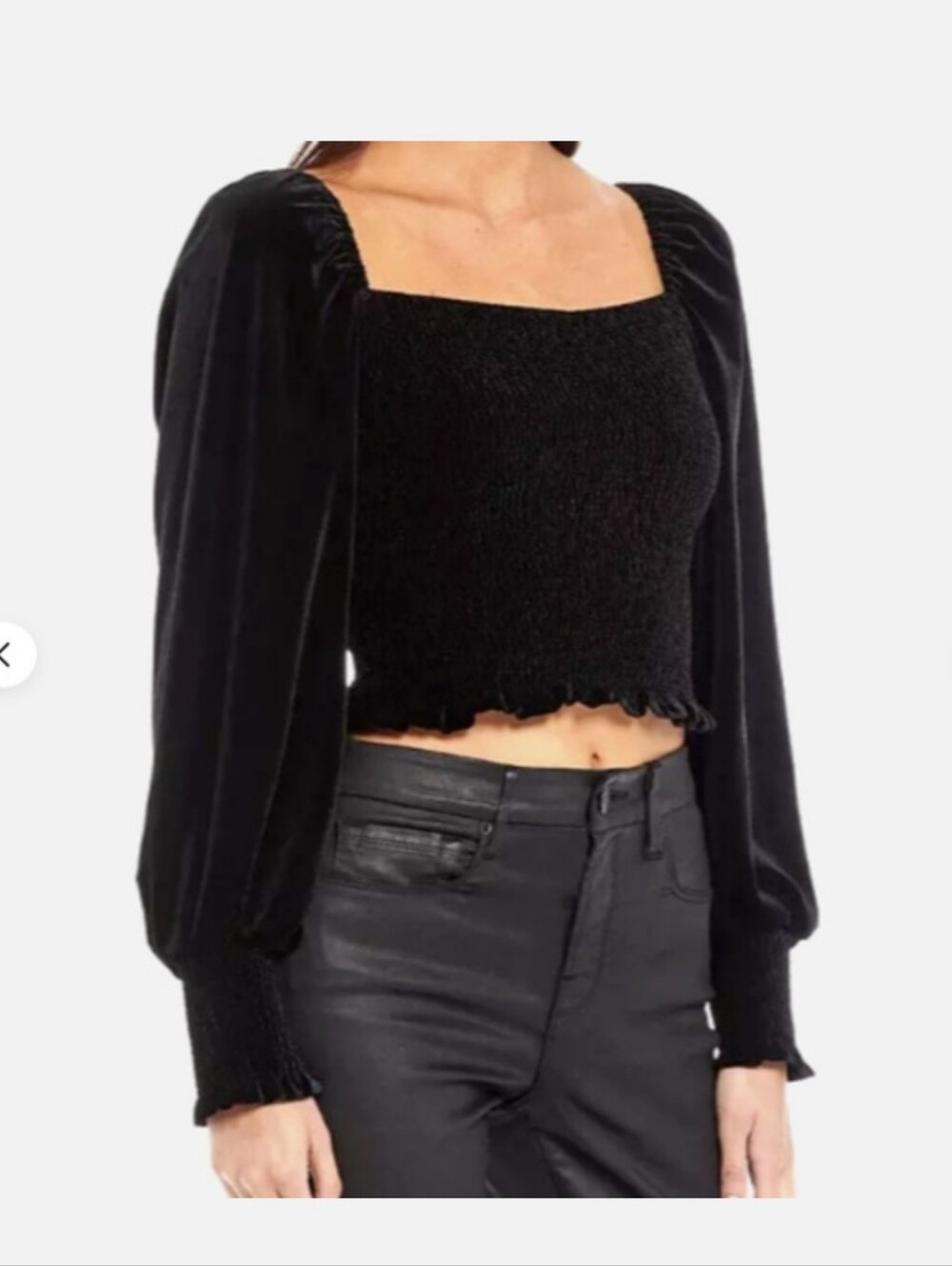 Gianni Bini Black Velvet Off-the-Shoulder Cropped Blouse